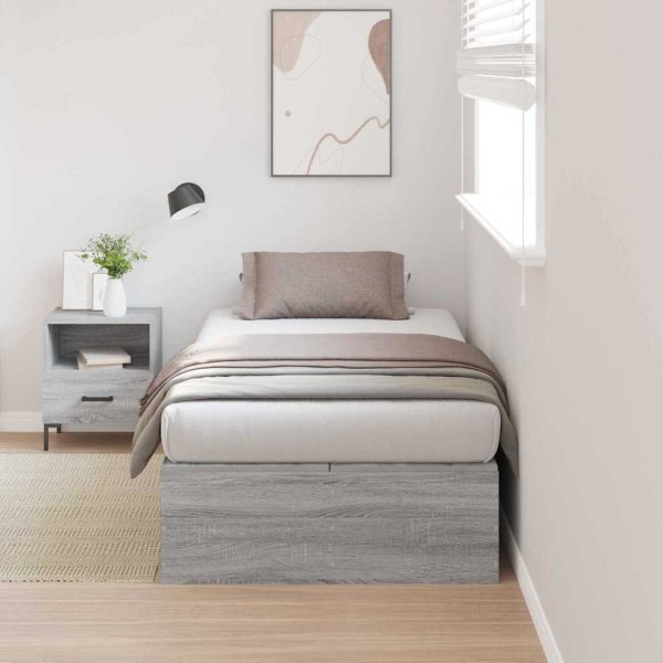 Bed with storage space Gray Sonoma 90 x 190 cm