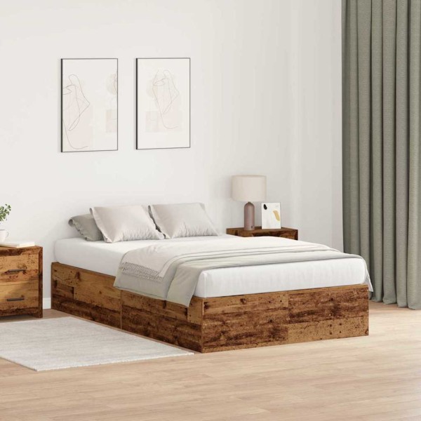 Bed with storage space Ancient wood 120 x 190 cm