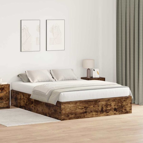 Bed with storage space Smoked oak 140 x 190 cm