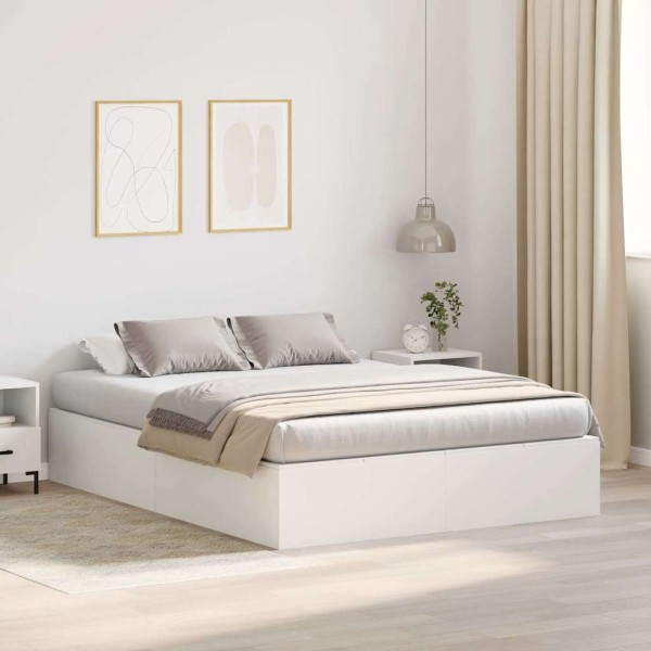 Bed with storage space with storage White 135 x 190 cm