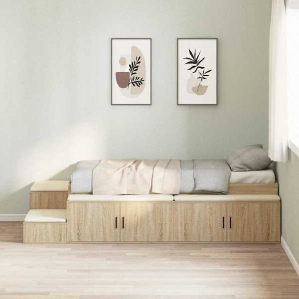 Bed with storage space with storage Sonoma oak 75 cm