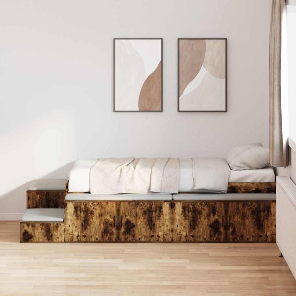 Bed with storage space with storage Smoked oak 75 cm
