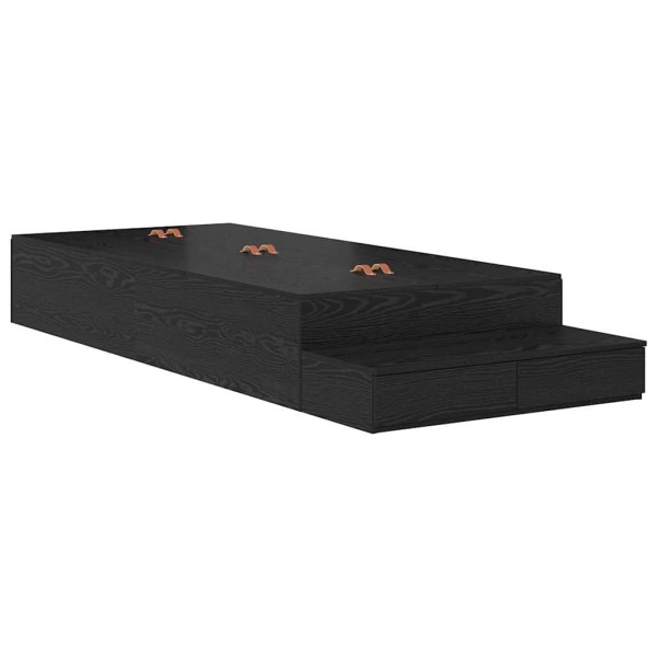 Bed with storage space with drawers Black oak 80 cm