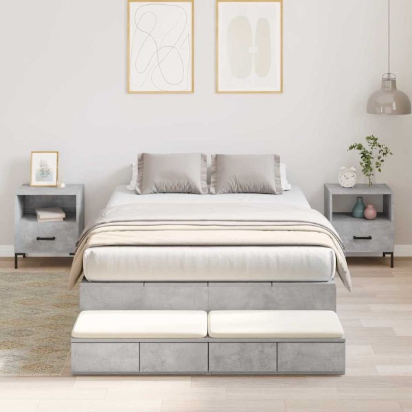 Bed with storage space with drawers Concrete gray 120 cm