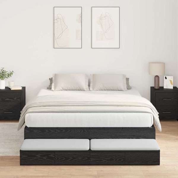 Bed with storage space with drawers Black oak 140 cm