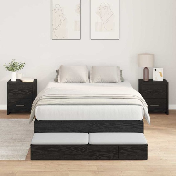 Bed with storage space with drawers Black oak 120 cm