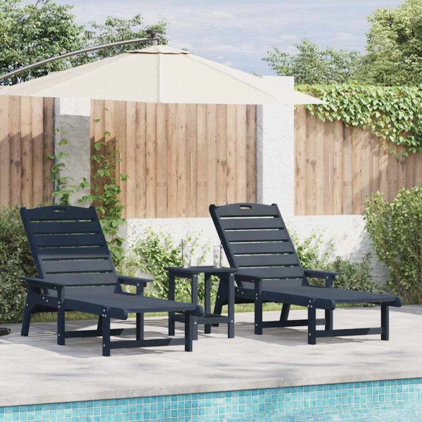 Sun lounger 3 pcs Dark blue Polyethylene