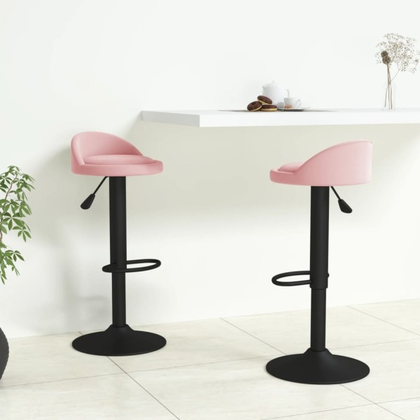 Bar stools, 2 pcs., pink, velvet