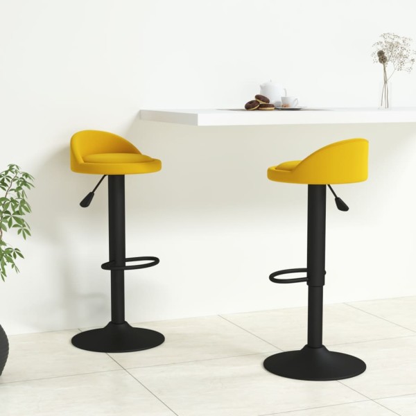 Bar stools, 2 pcs., yellow, velvet