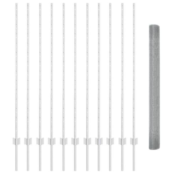 Fence with poles Silver