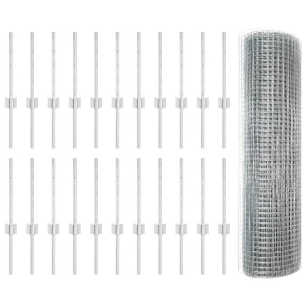 Fence with poles Silver