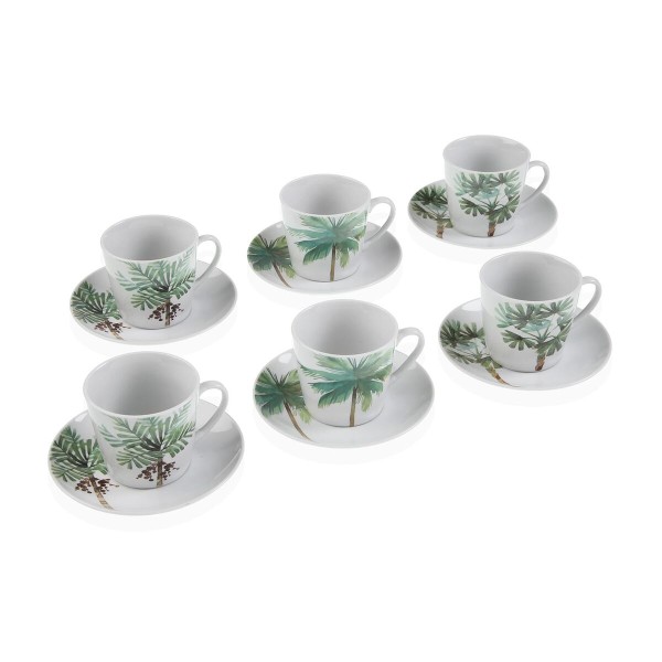 Set of Mugs with Saucers Versa Porcelain Sheets