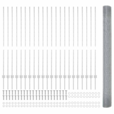 Fence with poles Silver