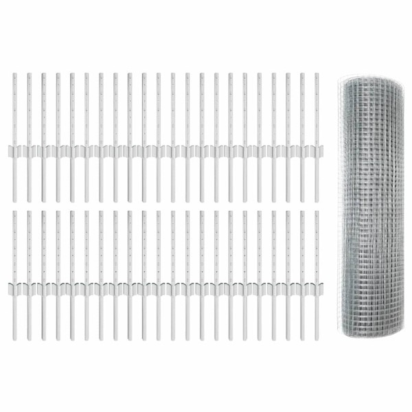 Fence with poles Silver