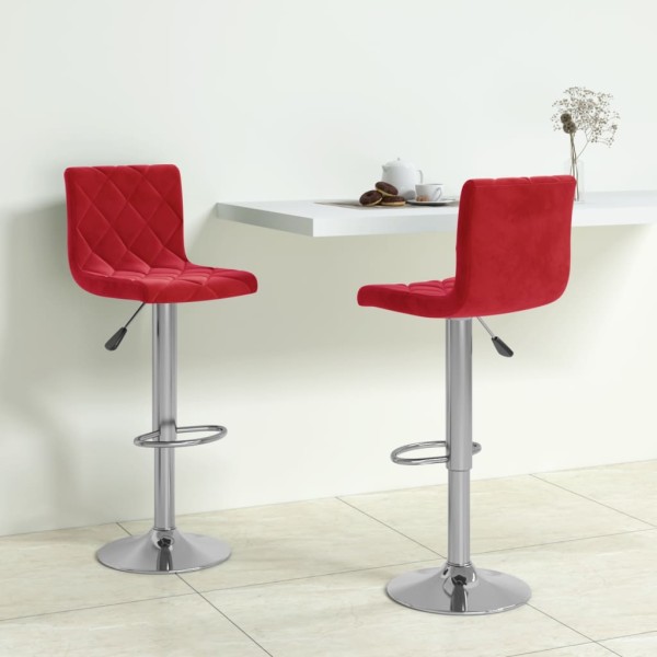 Bar stools, 2 pcs., red wine color, velvet