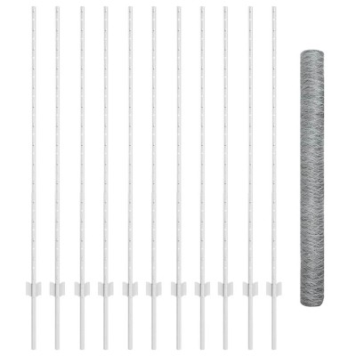 Fence with poles Silver