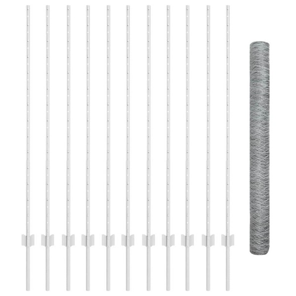 Fence with poles Silver