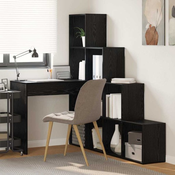 Corner desk with shelf and storage Black oak