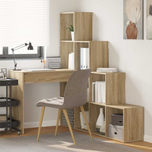 Corner desk with shelf and storage Sonoma oak