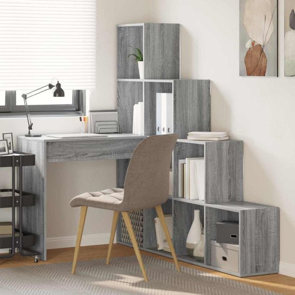 Corner desk with shelf and storage Gray Sonoma