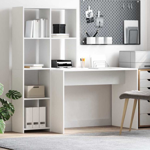 Table with shelf White 138.5 x 55 x 143 cm Treated wood