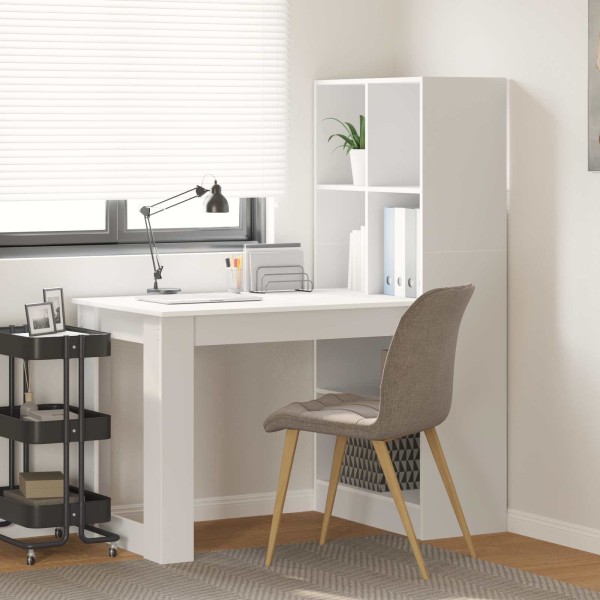 Table with shelf White 122 x 67 x 145 cm Treated wood