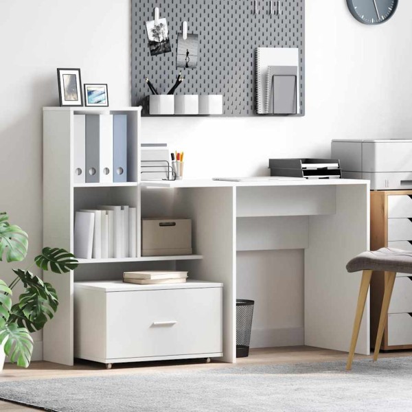 Table with drawers White 131.5 x 50 x 106.5 cm Treated wood