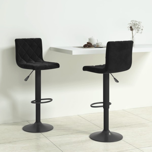 Bar stools, 2 pcs., black, velvet
