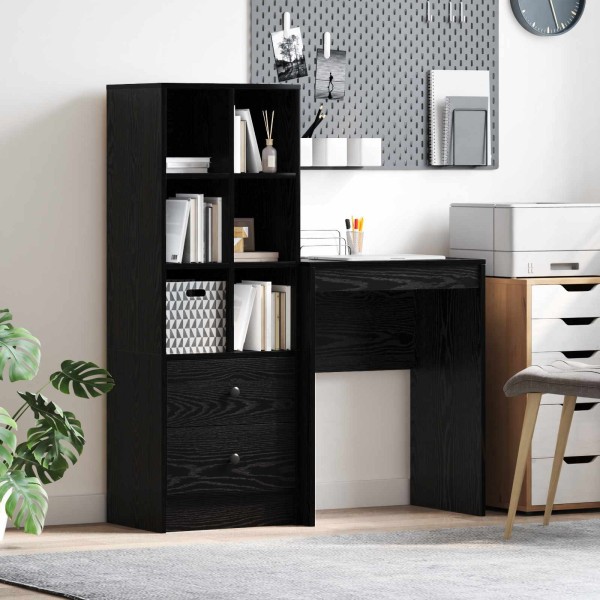 Table with drawer with shelf with storage 2 pcs Black oak