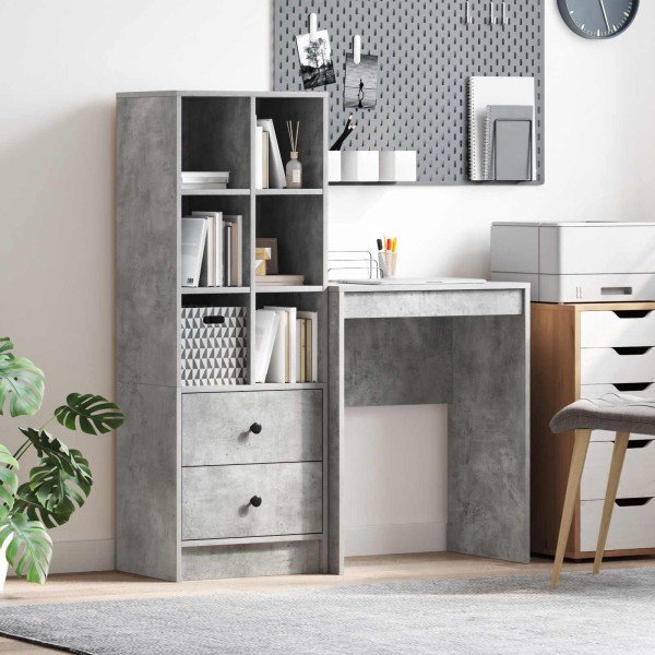 Table with drawer with shelf with storage 2 pcs Concrete gray