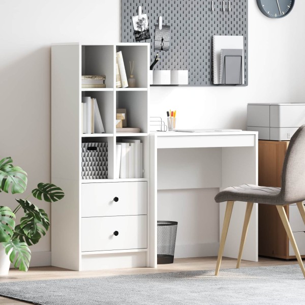Table with drawer with shelf with storage 2 pcs White