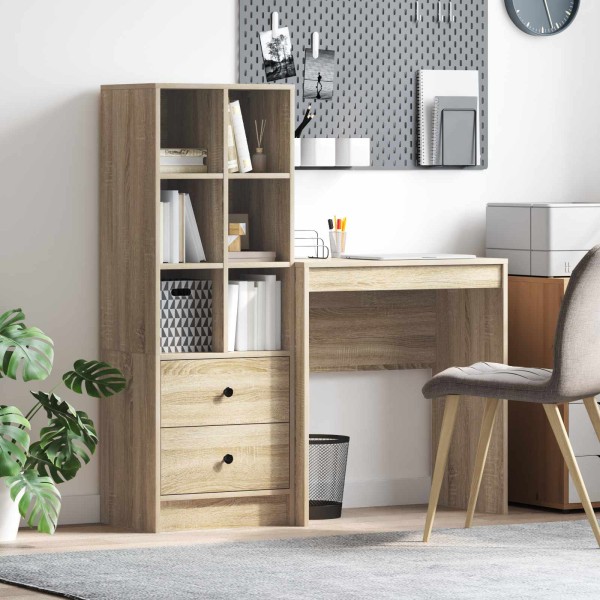 Table with drawer with shelf with storage 2 pcs Sonoma oak