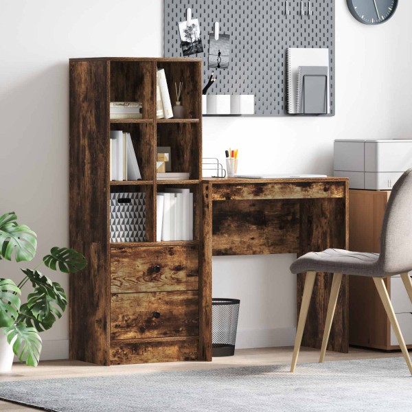 Table with drawer with shelf with storage 2 pcs Smoked oak
