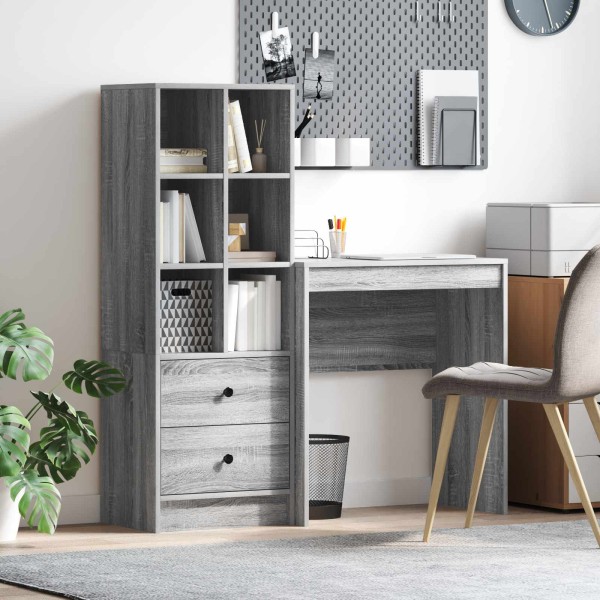 Table with drawer with shelf with storage 2 pcs Gray Sonoma