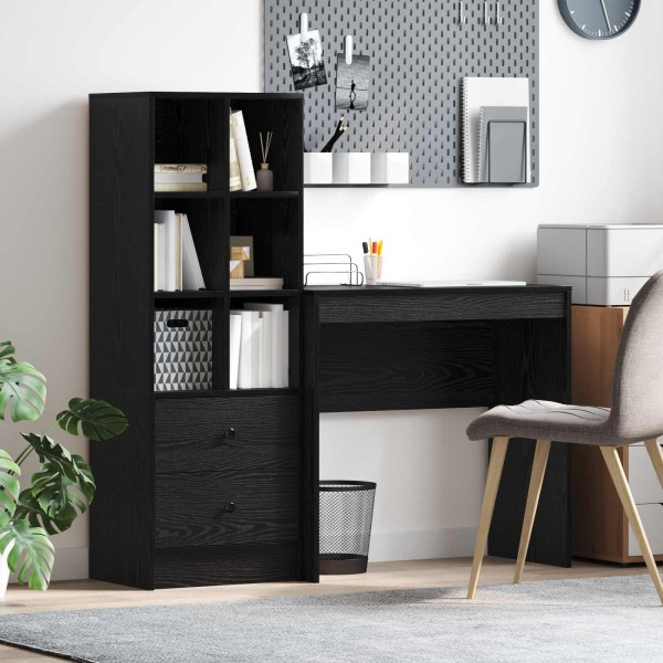 Table with drawer with shelf with storage 2 pcs Black oak