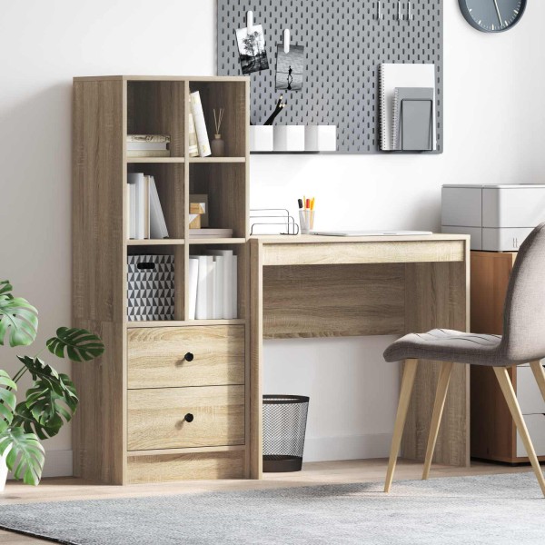 Table with drawer with shelf with storage 2 pcs Sonoma oak