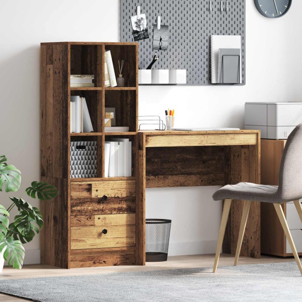 Table with drawer with shelf with storage 2 pcs Old wood