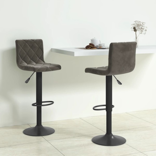 Bar stools, 2 pcs., dark gray, velvet