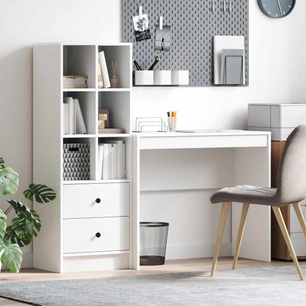 Table with drawer with shelf with storage 2 pcs White