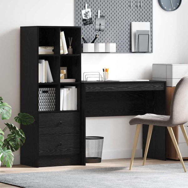 Table with drawer with shelf with storage 2 pcs Black oak