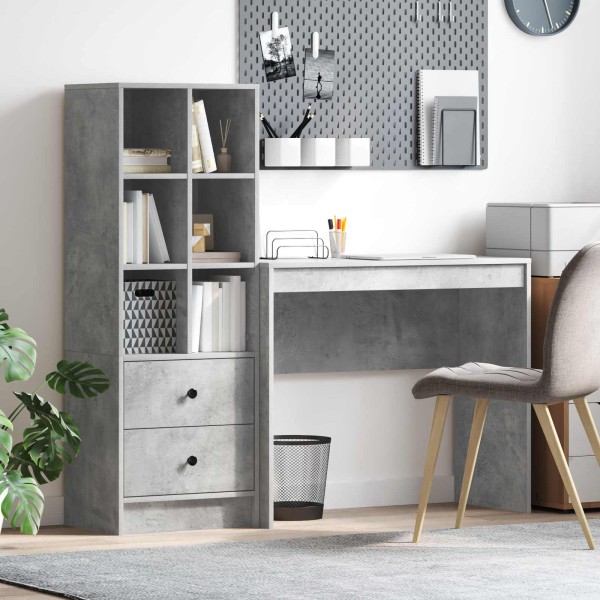 Table with drawer with shelf with storage 2 pcs Concrete gray