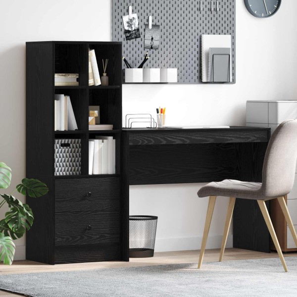 Table with drawer with shelf with storage 2 pcs Black oak