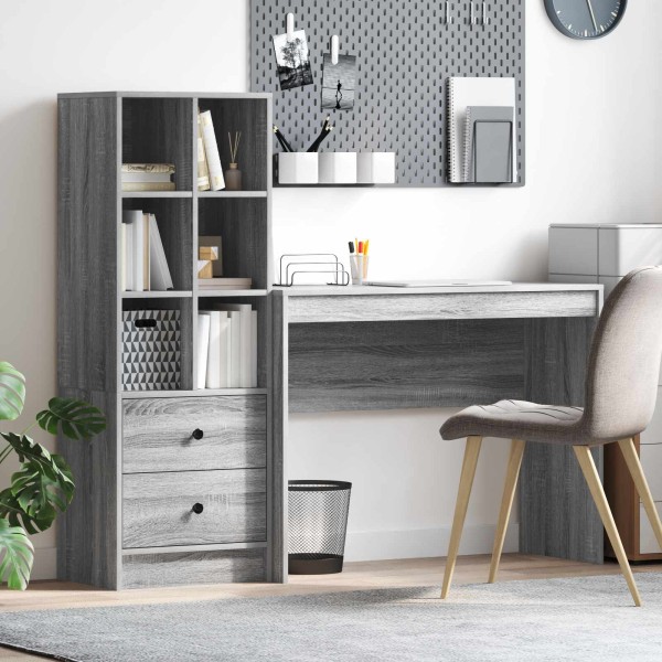 Table with drawer with shelf with storage 2 pcs Gray Sonoma