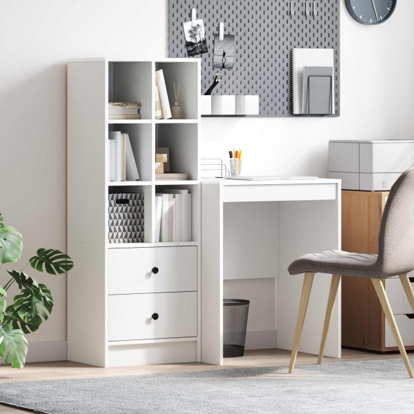 Table with drawer with shelf with storage 2 pcs White