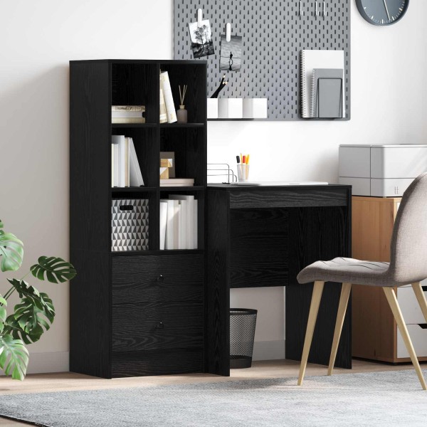 Table with drawer with shelf with storage 2 pcs Black oak