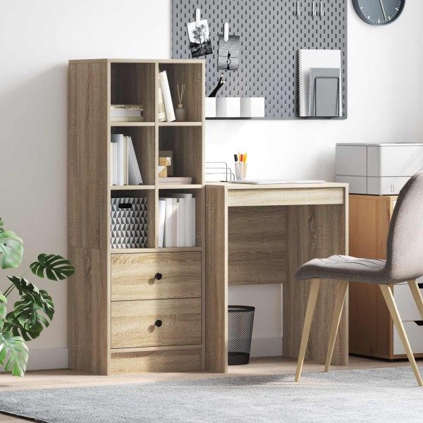 Table with drawer with shelf with storage 2 pcs Sonoma oak