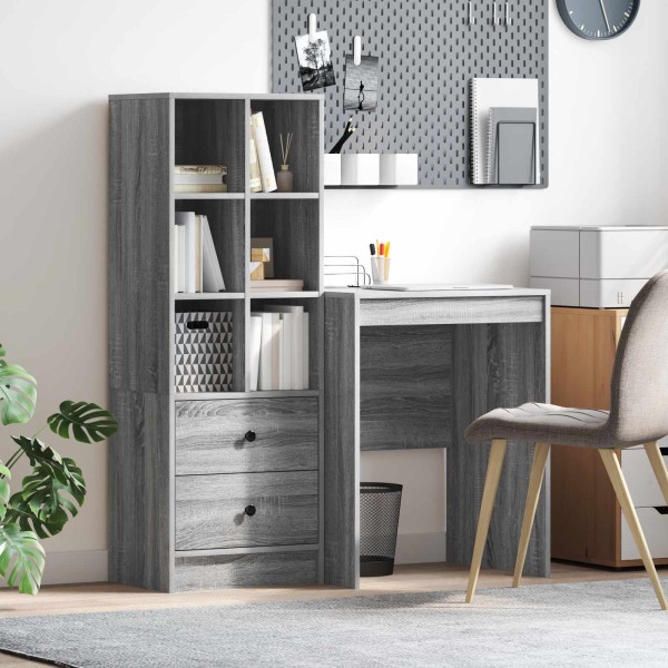 Table with drawer with shelf with storage 2 pcs Gray Sonoma