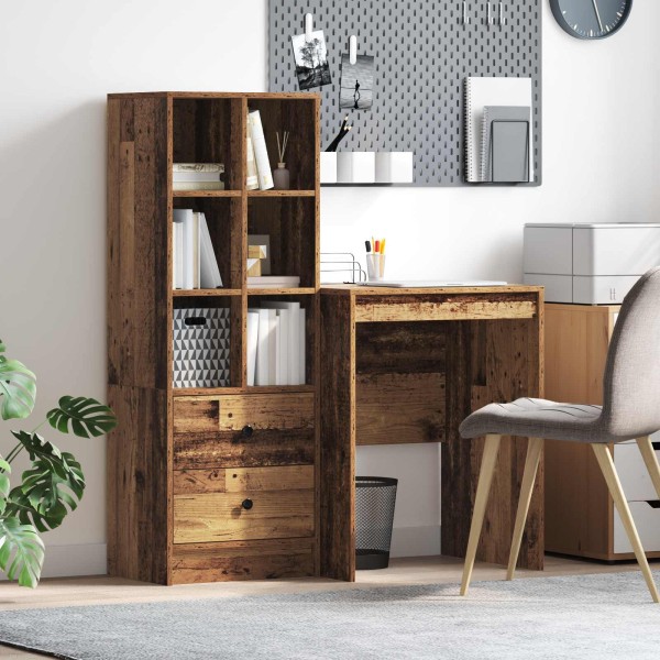 Table with drawer with shelf with storage 2 pcs Old wood