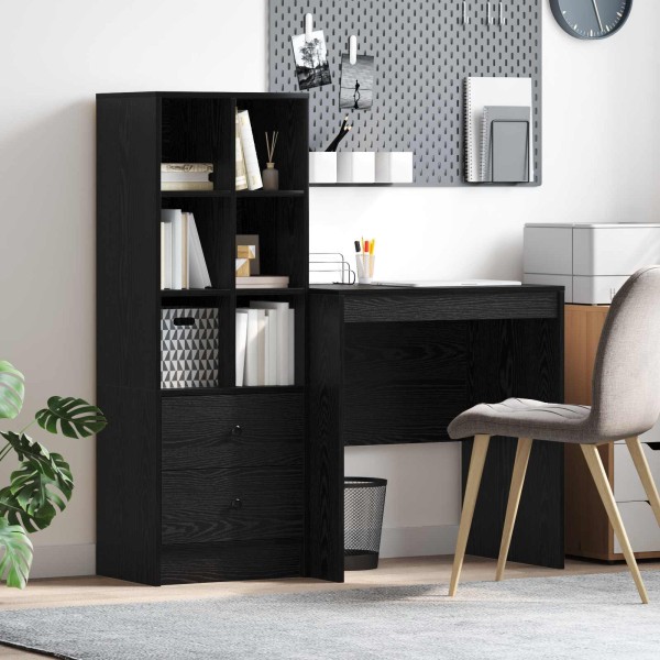 Table with drawer with shelf with storage 2 pcs Black oak