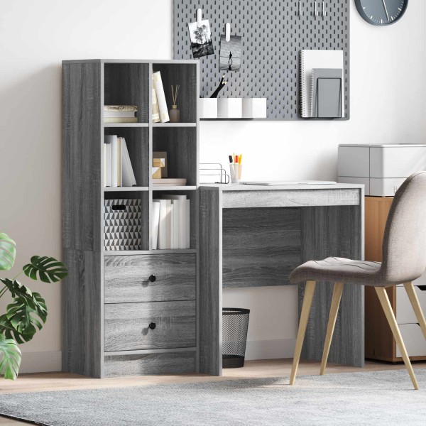 Table with drawer with shelf with storage 2 pcs Gray Sonoma